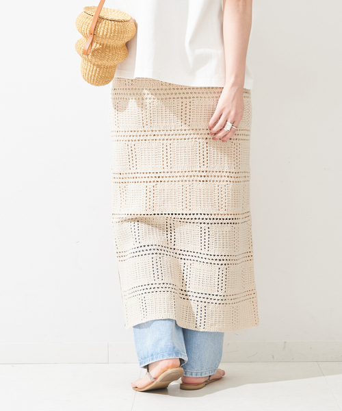 B.C STOCK（ベーセーストック）の「クロシェスカート（スカート・レディース・ブラック/アイボリー・FREE）」の3枚目の写真