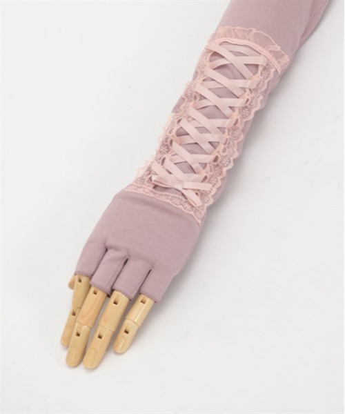 axes femme（アクシーズファム）の「巾着付きレースアップＵＶ手袋（手袋・レディース・ピンク/ブラック・FREE）」の8枚目の写真