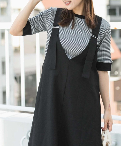 SENSE OF PLACE by URBAN RESEARCH（センスオブプレイスバイアーバンリサーチ）の「クルーネックリンガーボーダーTシャツ(5分袖)（Tシャツ/カットソー・レディース・グリーン系その他/ブラック系その他/イエロー系その他/ブラウン系その他・ONE）」の13枚目の写真