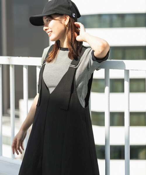 SENSE OF PLACE by URBAN RESEARCH（センスオブプレイスバイアーバンリサーチ）の「クルーネックリンガーボーダーTシャツ(5分袖)（Tシャツ/カットソー・レディース・グリーン系その他/ブラック系その他/イエロー系その他/ブラウン系その他・ONE）」の14枚目の写真