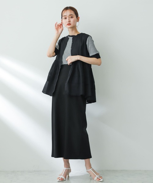 SENSE OF PLACE by URBAN RESEARCH（センスオブプレイスバイアーバンリサーチ）の「クルーネックリンガーボーダーTシャツ(5分袖)（Tシャツ/カットソー・レディース・グリーン系その他/ブラック系その他/イエロー系その他/ブラウン系その他・ONE）」の17枚目の写真