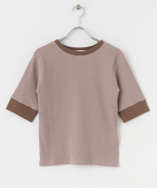 SENSE OF PLACE by URBAN RESEARCH（センスオブプレイスバイアーバンリサーチ）の「クルーネックリンガーボーダーTシャツ(5分袖)（Tシャツ/カットソー・レディース・グリーン系その他/ブラック系その他/イエロー系その他/ブラウン系その他・ONE）」の10枚目の写真