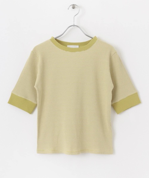 SENSE OF PLACE by URBAN RESEARCH（センスオブプレイスバイアーバンリサーチ）の「クルーネックリンガーボーダーTシャツ(5分袖)（Tシャツ/カットソー・レディース・グリーン系その他/ブラック系その他/イエロー系その他/ブラウン系その他・ONE）」の11枚目の写真