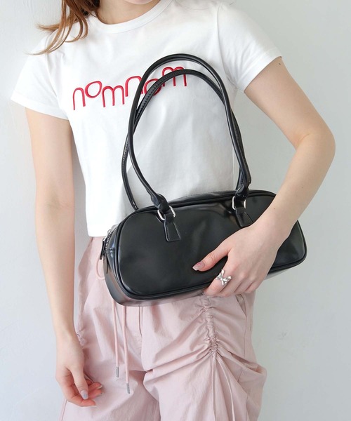 nomnom（ノムノム）の「【nomnom】スクエアビッグショルダーバッグ（ショルダーバッグ・レディース・ブラック/ブラウン/ピンク/アイボリー/ワイン/シルバー・FREE）」の10枚目の写真