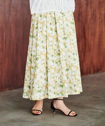 フラワープリントギャザースカート
