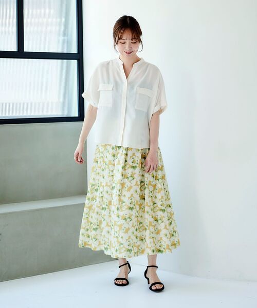 le.coeur blanc（ルクールブラン）の「フラワープリントギャザースカート（スカート・レディース・ブルー系その他4/イエロー系その他・38）」の13枚目の写真