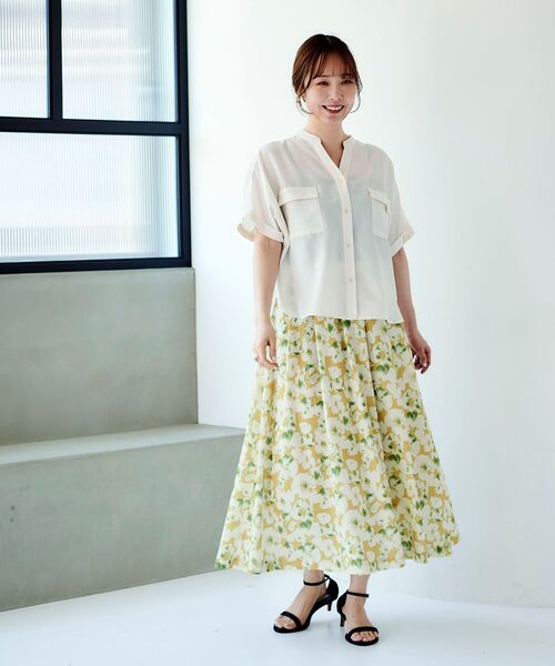 le.coeur blanc（ルクールブラン）の「フラワープリントギャザースカート（スカート・レディース・ブルー系その他4/イエロー系その他・38）」の14枚目の写真