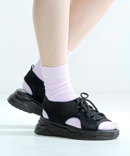 LibertyDoll（リバティードール）の「LibertyDoll/軽量厚底 レースアップスポーツサンダル(4186)（サンダル・レディース・ホワイト/ブラック×ブラック・LL/L/M/S）」の12枚目の写真
