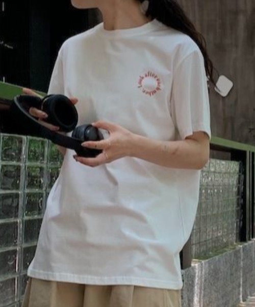 SHEENA(シーナ)の「オーバーラップ配色ロゴBIGTシャツ(Tシャツ/カットソー・レディース・ホワイト/サックスブルー・M)」の6枚目の写真