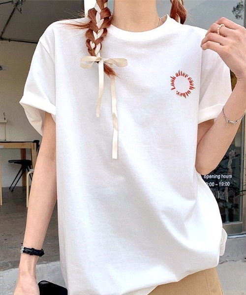 SHEENA(シーナ)の「オーバーラップ配色ロゴBIGTシャツ(Tシャツ/カットソー・レディース・ホワイト/サックスブルー・M)」の10枚目の写真