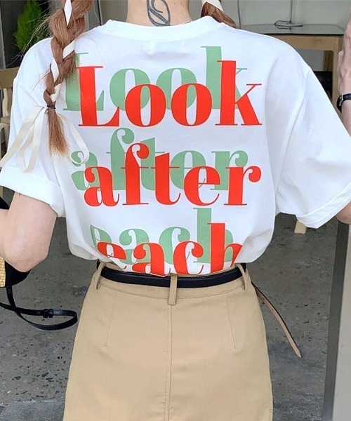 SHEENA(シーナ)の「オーバーラップ配色ロゴBIGTシャツ(Tシャツ/カットソー・レディース・ホワイト/サックスブルー・M)」の22枚目の写真