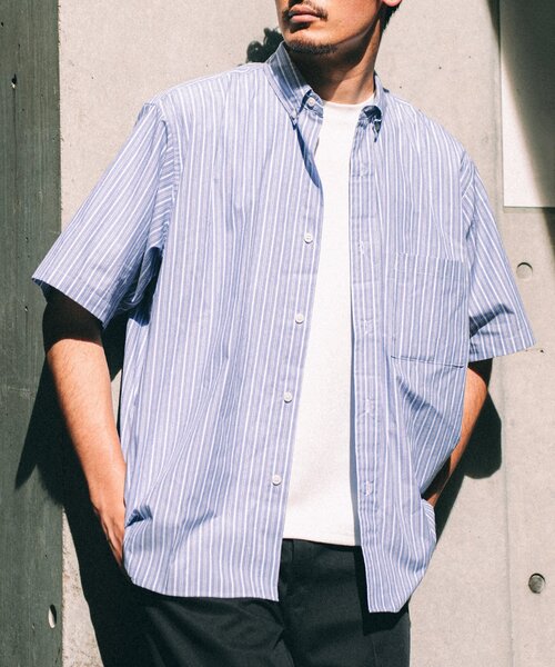 417 EDIFICE(フォーワンセブンエディフィス)の「ストライプ B.D S/Sシャツ(シャツ/ブラウス・メンズ・ブルー/ライトブルー/エメラルドブルー/ネイビー/ダークブルー/ブルー系その他・SMALL/MEDIUM/LARGE)」の6枚目の写真