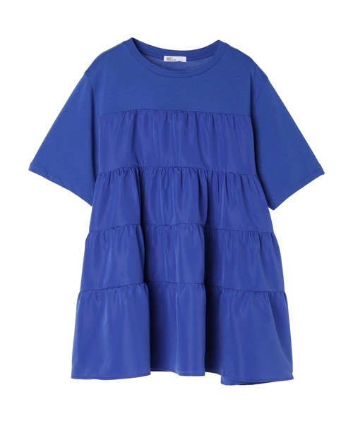 CRAFT STANDARD BOUTIQUE（クラフトスタンダードブティック）の「異素材ティアードカットチュニック（チュニック・レディース・オレンジ/オフホワイト/ブルー/ブラック・FREE）」の3枚目の写真