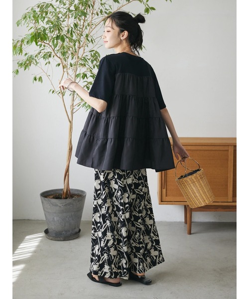 CRAFT STANDARD BOUTIQUE（クラフトスタンダードブティック）の「異素材ティアードカットチュニック（チュニック・レディース・オレンジ/オフホワイト/ブルー/ブラック・FREE）」の19枚目の写真