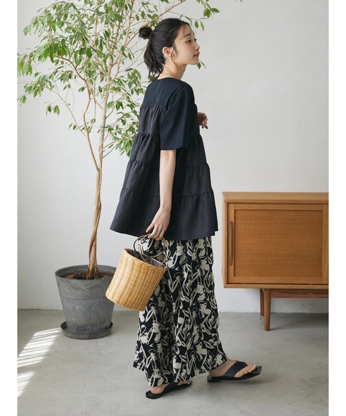 CRAFT STANDARD BOUTIQUE（クラフトスタンダードブティック）の「異素材ティアードカットチュニック（チュニック・レディース・オレンジ/オフホワイト/ブルー/ブラック・FREE）」の18枚目の写真