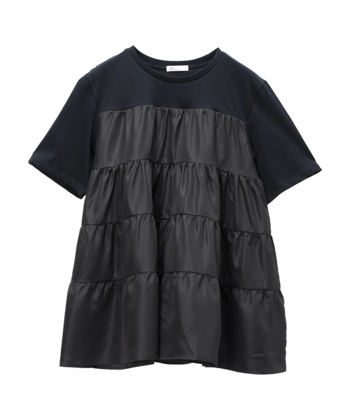 CRAFT STANDARD BOUTIQUE（クラフトスタンダードブティック）の「異素材ティアードカットチュニック（チュニック・レディース・オレンジ/オフホワイト/ブルー/ブラック・FREE）」の6枚目の写真