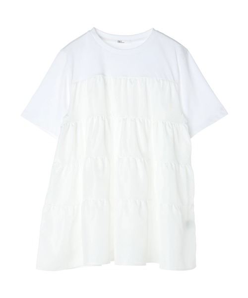 CRAFT STANDARD BOUTIQUE（クラフトスタンダードブティック）の「異素材ティアードカットチュニック（チュニック・レディース・オレンジ/オフホワイト/ブルー/ブラック・FREE）」の5枚目の写真