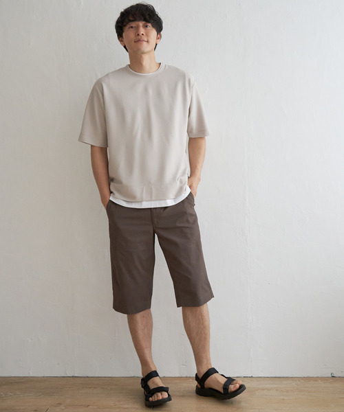 ikka（イッカ）の「6.5分丈ドビーハーフパンツ（その他パンツ・メンズ・ブラウン/ブラック/ホワイト・L/XL/S/M）」の16枚目の写真