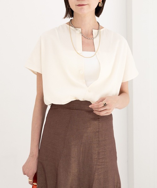 Elura（エルーラ）の「サラサラサマーリネンライク2wayプルオーバー/113176（シャツ/ブラウス・レディース・ブラック/ベージュ/ホワイト・FREE）」の4枚目の写真