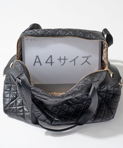 HAYNI（ヘイニ）の「Loche Quilted Boston Bag　ロシェキルティングボストン LLサイズ【改良版・第2世代】（ボストンバッグ・レディース・グレー系/チョコ/ブラック・FREE）」の4枚目の写真