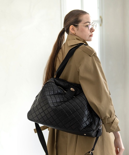 HAYNI（ヘイニ）の「Loche Quilted Boston Bag　ロシェキルティングボストン LLサイズ【改良版・第2世代】（ボストンバッグ・レディース・グレー系/チョコ/ブラック・FREE）」の18枚目の写真
