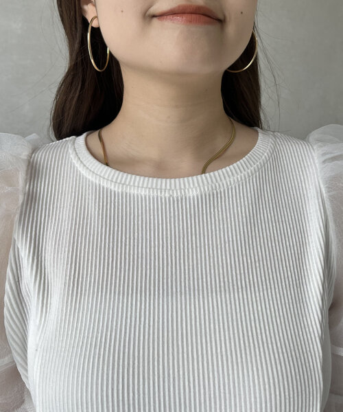 prose verse（プロズヴェール）の「シアーパフスリーブリブTシャツ（Tシャツ/カットソー・レディース・オフホワイト/ブラック・LARGE/MEDIUM）」の21枚目の写真