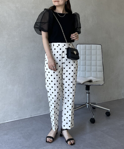 prose verse（プロズヴェール）の「シアーパフスリーブリブTシャツ（Tシャツ/カットソー・レディース・オフホワイト/ブラック・LARGE/MEDIUM）」の10枚目の写真