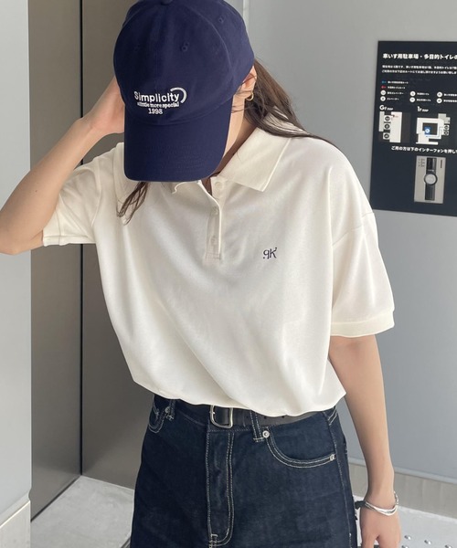 COLONY 2139（コロニートゥーワンスリーナイン）の「ワンポイント刺繍半袖ポロシャツ（ポロシャツ・レディース・ライトグレー/ネイビー/オフホワイト・FREE）」の7枚目の写真