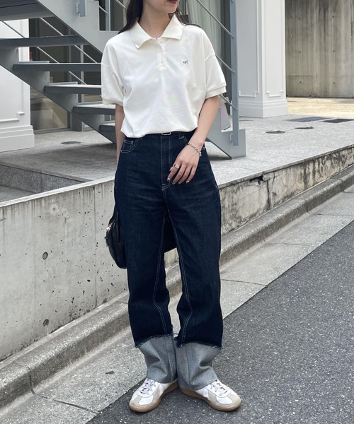 COLONY 2139（コロニートゥーワンスリーナイン）の「ワンポイント刺繍半袖ポロシャツ（ポロシャツ・レディース・ライトグレー/ネイビー/オフホワイト・FREE）」の10枚目の写真