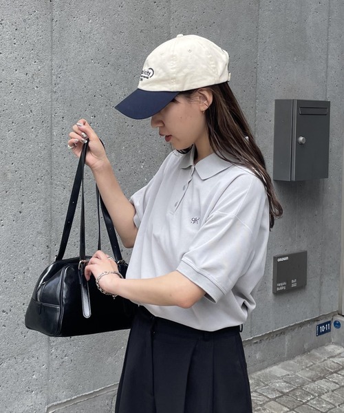 COLONY 2139（コロニートゥーワンスリーナイン）の「ワンポイント刺繍半袖ポロシャツ（ポロシャツ・レディース・ライトグレー/ネイビー/オフホワイト・FREE）」の12枚目の写真