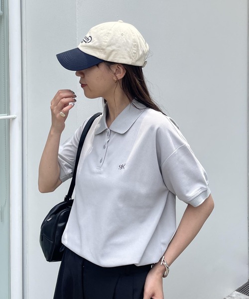 COLONY 2139（コロニートゥーワンスリーナイン）の「ワンポイント刺繍半袖ポロシャツ（ポロシャツ・レディース・ライトグレー/ネイビー/オフホワイト・FREE）」の14枚目の写真