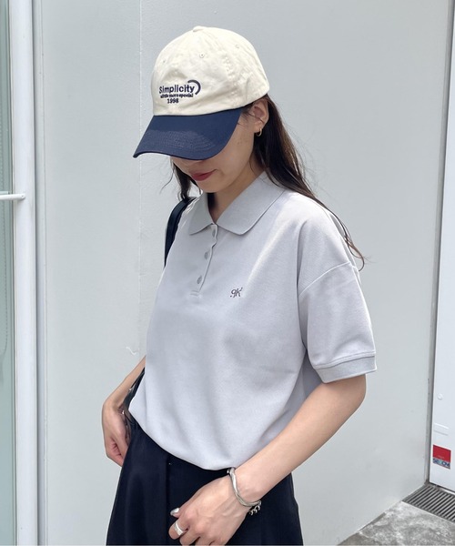 COLONY 2139（コロニートゥーワンスリーナイン）の「ワンポイント刺繍半袖ポロシャツ（ポロシャツ・レディース・ライトグレー/ネイビー/オフホワイト・FREE）」の11枚目の写真