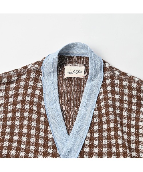 45R（フォーティファイブアール）の「ギンガムジャカードのカシュクール（ニット/セーター・レディース・ブラウン/ブルー/ネイビー・FREE）」の10枚目の写真