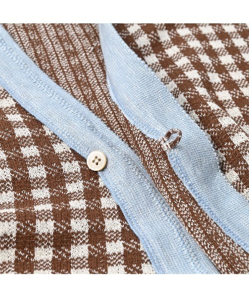 45R（フォーティファイブアール）の「ギンガムジャカードのカシュクール（ニット/セーター・レディース・ブラウン/ブルー/ネイビー・FREE）」の9枚目の写真