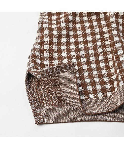 45R（フォーティファイブアール）の「ギンガムジャカードのカシュクール（ニット/セーター・レディース・ブラウン/ブルー/ネイビー・FREE）」の7枚目の写真