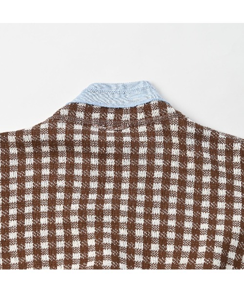 45R（フォーティファイブアール）の「ギンガムジャカードのカシュクール（ニット/セーター・レディース・ブラウン/ブルー/ネイビー・FREE）」の6枚目の写真