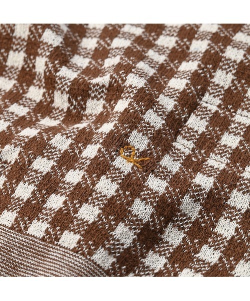 45R（フォーティファイブアール）の「ギンガムジャカードのカシュクール（ニット/セーター・レディース・ブラウン/ブルー/ネイビー・FREE）」の5枚目の写真