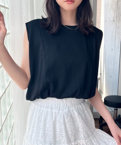 Rejoule（リジュール）の「クロップド丈バルーンノースリーブトップス（Tシャツ/カットソー・レディース・ホワイト/ホワイト系その他/ベージュ系その他/ブラック/クリーム/ブラック系その他・FREE）」の10枚目の写真