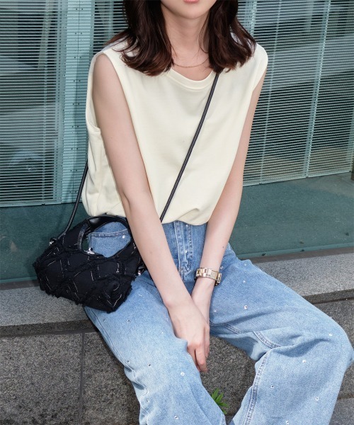 Rejoule（リジュール）の「クロップド丈バルーンノースリーブトップス（Tシャツ/カットソー・レディース・ホワイト/ホワイト系その他/ベージュ系その他/ブラック/クリーム/ブラック系その他・FREE）」の15枚目の写真