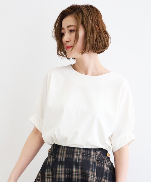 grove（グローブ）の「◆＜接触冷感／UVカット＞タックドルマンプルオーバー（Tシャツ/カットソー・レディース・ホワイト系5/ブルー系その他/カーキ/オフホワイト/ブラック・02/03/01/04/05）」の7枚目の写真