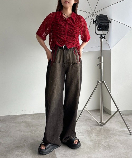 apres jour mignon（アプレジュールミニョン）の「ラメシアーレースドロストシャツ【ZOZOTOWN限定アイテム】（シャツ/ブラウス・レディース・シルバー/レッド/ピンク/オフホワイト/ブラック・フリー/X-LARGE）」の16枚目の写真