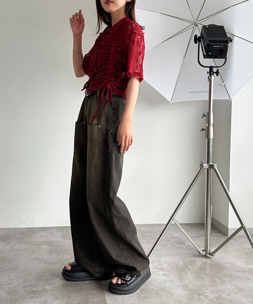 apres jour mignon（アプレジュールミニョン）の「ラメシアーレースドロストシャツ【ZOZOTOWN限定アイテム】（シャツ/ブラウス・レディース・シルバー/レッド/ピンク/オフホワイト/ブラック・フリー/X-LARGE）」の15枚目の写真