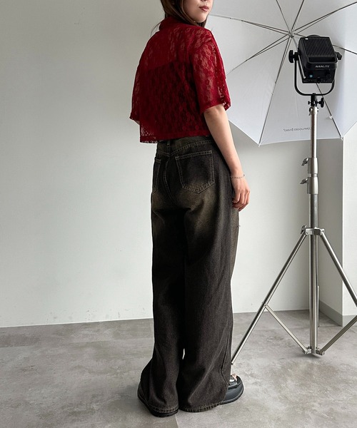 apres jour mignon（アプレジュールミニョン）の「ラメシアーレースドロストシャツ【ZOZOTOWN限定アイテム】（シャツ/ブラウス・レディース・シルバー/レッド/ピンク/オフホワイト/ブラック・フリー/X-LARGE）」の14枚目の写真