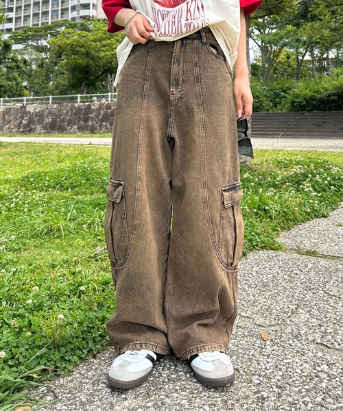 sedacle(セダクル)の「切り替えオーバーダイカーゴデニム(デニムパンツ・メンズ・パープル/ブラック/ライトブルー/ブラウン・LARGE/MEDIUM/SMALL)」の3枚目の写真
