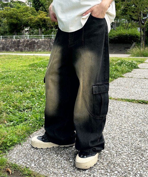 sedacle(セダクル)の「切り替えオーバーダイカーゴデニム(デニムパンツ・メンズ・パープル/ブラック/ライトブルー/ブラウン・LARGE/MEDIUM/SMALL)」の17枚目の写真