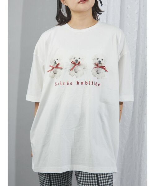 merry jenny（メリージェニー）の「ribbon puppies Tee（Tシャツ