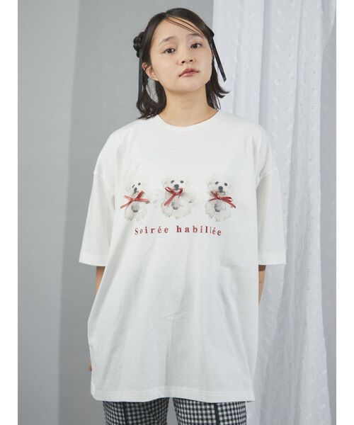 merry jenny（メリージェニー）の「ribbon puppies Tee（Tシャツ/カットソー・レディース・ブルー/オフホワイト/ピンク・FREE）」の8枚目の写真