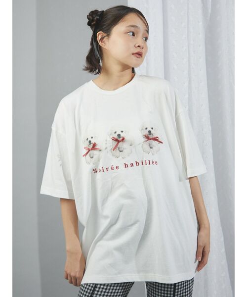 merry jenny（メリージェニー）の「ribbon puppies Tee（Tシャツ/カットソー・レディース・ブルー/オフホワイト/ピンク・FREE）」の7枚目の写真