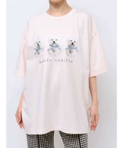 merry jenny（メリージェニー）の「ribbon puppies Tee（Tシャツ/カットソー・レディース・ブルー/オフホワイト/ピンク・FREE）」の10枚目の写真