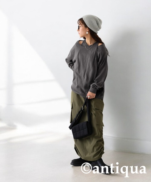antiqua(アンティカ)の「レイヤード風ニットトップス(ニット/セーター・レディース・グレー/ブラック・ONESIZE)」の11枚目の写真